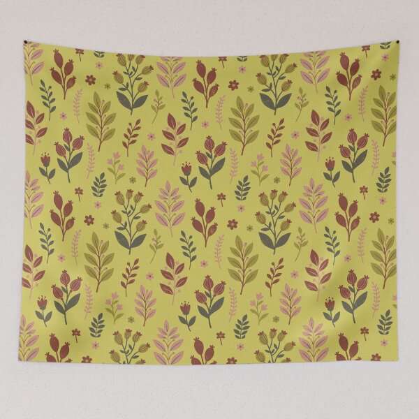 Item preview, Retro Botanical Elements in Mustard Yellow and Terracotta designed and sold by Pattique.