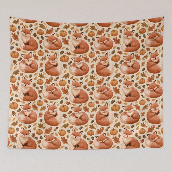 Item preview, Cute Watercolor Fox Autumn Fall Pattern designed and sold by NicolasGlowArt.