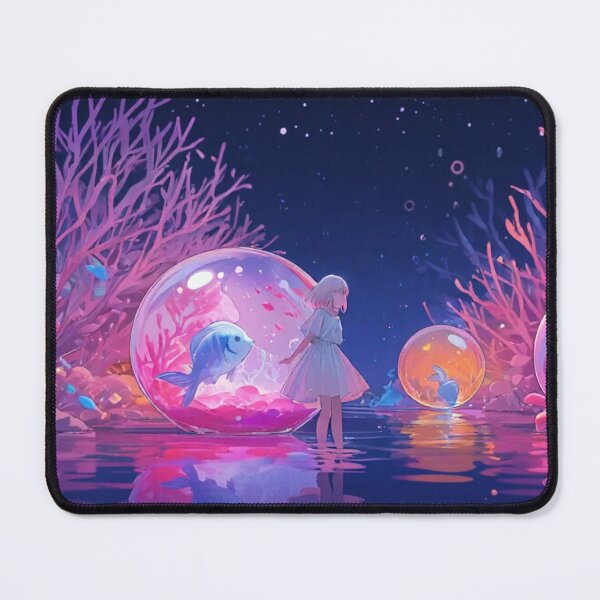 Item preview, Anime Girl in Glowing Underwater Water Bubble World Artwork designed and sold by BLUESKY11a.