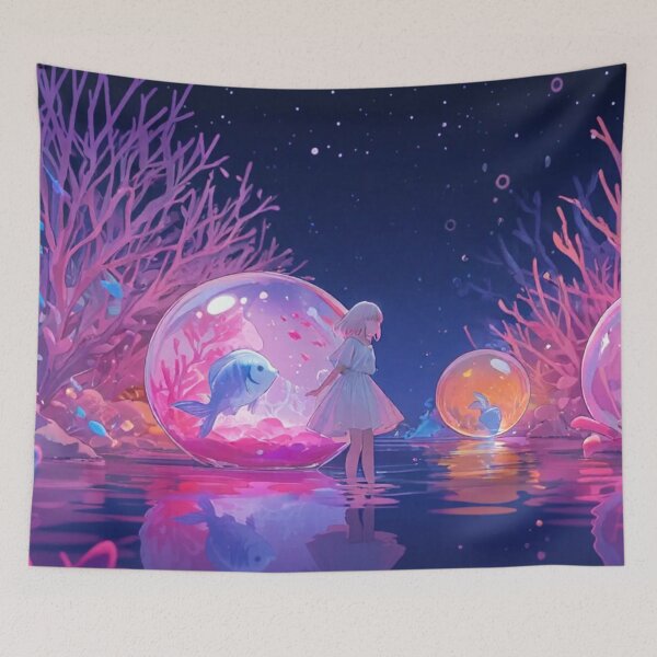 Item preview, Anime Girl in Glowing Underwater Water Bubble World Artwork designed and sold by BLUESKY11a.