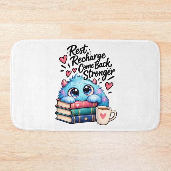 Item preview, Rest Recharge Come Back Stronger _ Cute Blue Monster Book Lover  designed and sold by Nunaprettyshop.