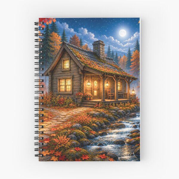 Item preview, Enchanted Autumn Cabin Under the Harvest Moon designed and sold by dougkeder.