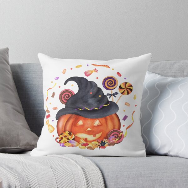 Item preview, Watercolor Jack-o-Lantern in a Whirlwind of Sweets designed and sold by ElenaValeto.
