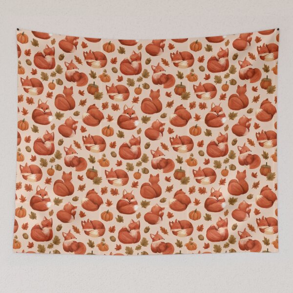 Item preview, Cute Watercolor Fox Pumpkin Acorn Fall Pattern designed and sold by NicolasGlowArt.