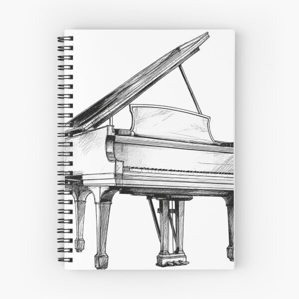 Item preview, Grand Piano Sketch Black & White Drawing designed and sold by QuiteLiterallyX.
