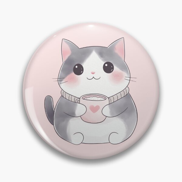 Item preview, Kawaii Cat With Coffee Cute Aesthetic Pastel Kitten designed and sold by NadinArtStudio.