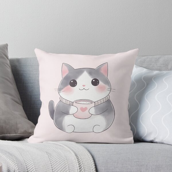 Item preview, Kawaii Cat With Coffee Cute Aesthetic Pastel Kitten designed and sold by NadinArtStudio.