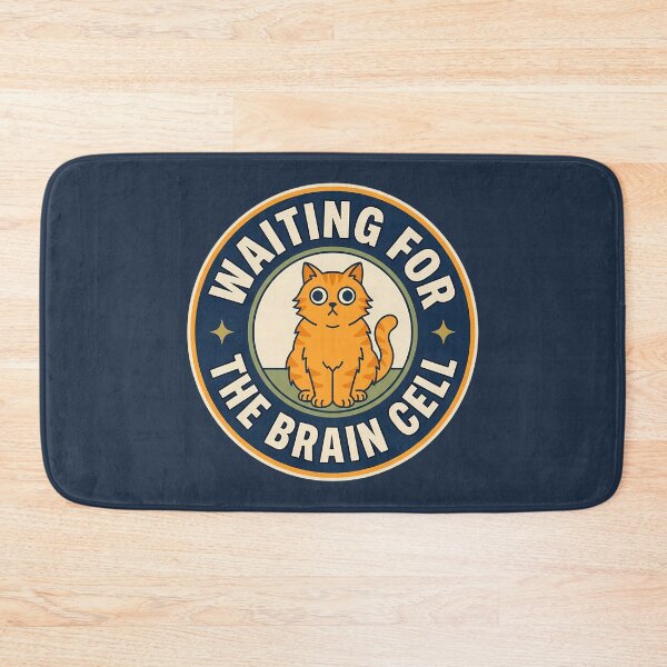 Item preview, Waiting For The Brain Cell Orange Cat Badge designed and sold by DripCultureLab.