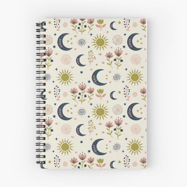 Item preview, Mystic Moons and Suns with Wildflowers in Cream and Blue designed and sold by Pattique.
