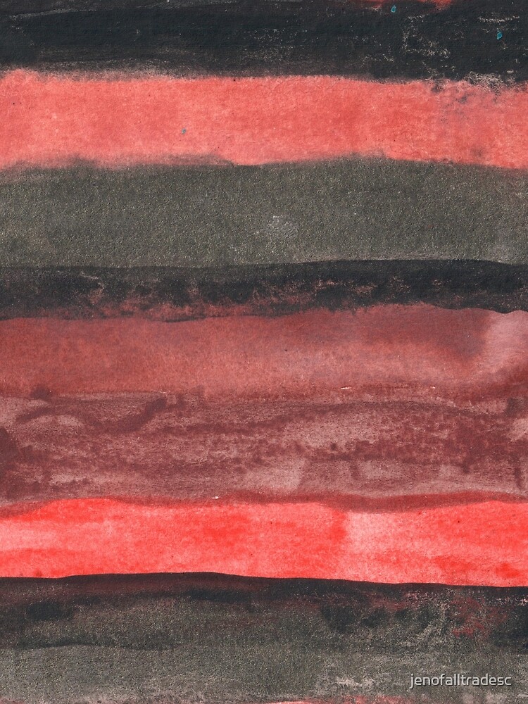 Horizontal Red and Black striped watercolor painting by jenofalltradesc