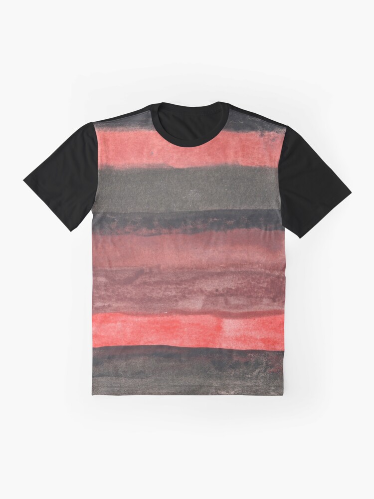 Alternate view of Horizontal Red and Black striped watercolor painting Graphic T-Shirt