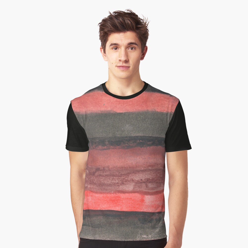 Horizontal Red and Black striped watercolor painting Graphic T-Shirt