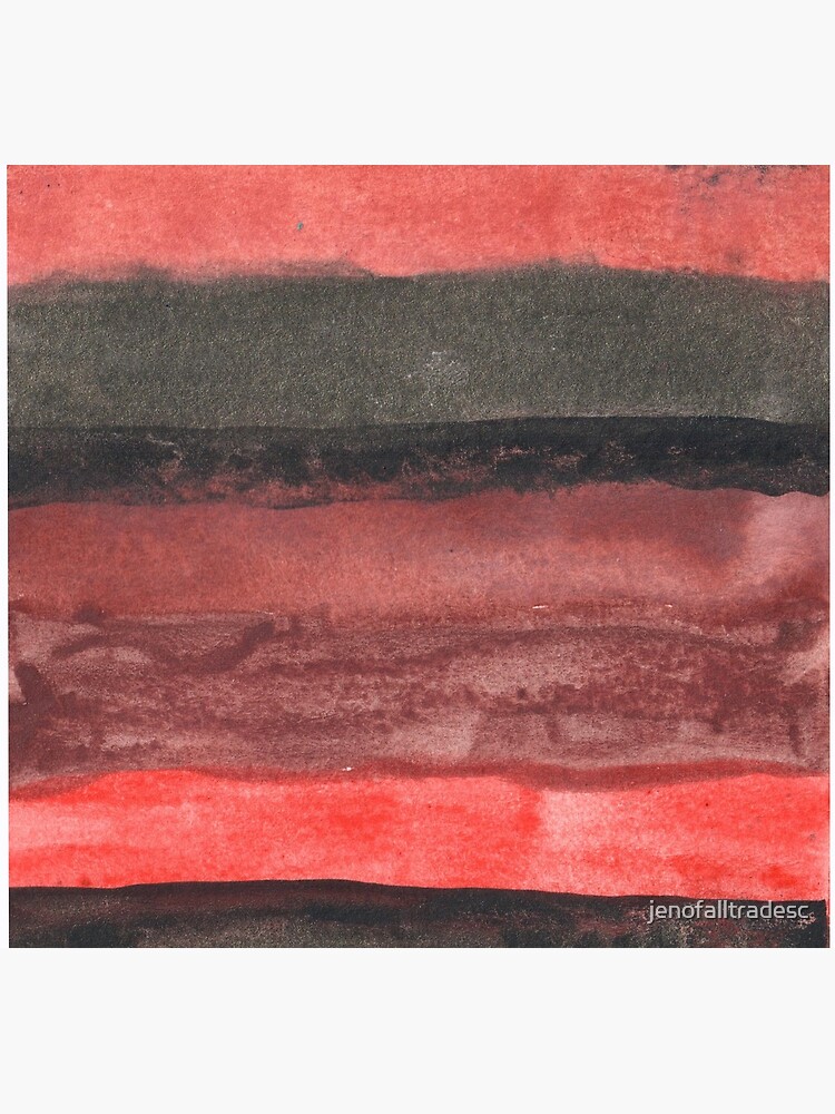 Horizontal Red and Black striped watercolor painting by jenofalltradesc