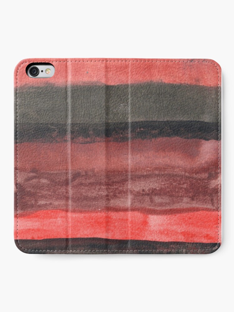 Alternate view of Horizontal Red and Black striped watercolor painting iPhone Wallet