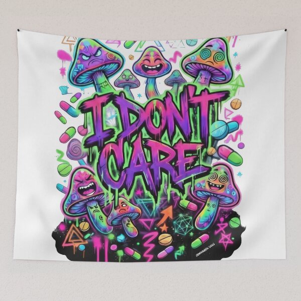 Item preview, I Don’t Care Psychedelic Mushroom Graffiti designed and sold by Graphqueen.