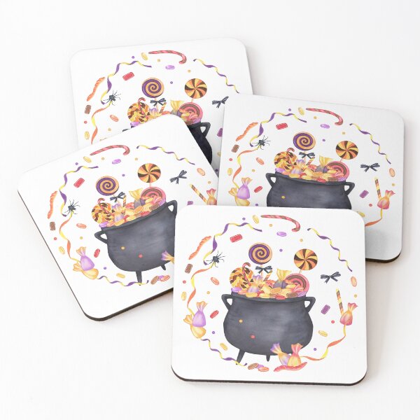 Item preview, Watercolor Witch Cauldron Overflowing with Sweets and Ribbons designed and sold by ElenaValeto.