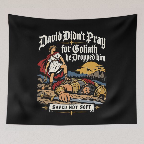 Item preview, David Didn’t Pray for Goliath Christian Meme designed and sold by NoeValdric.