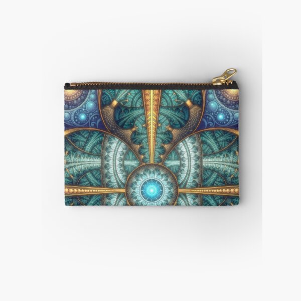 Item preview, Biomechanical Fractal Mandala in Teal and Gold designed and sold by Frackxion.