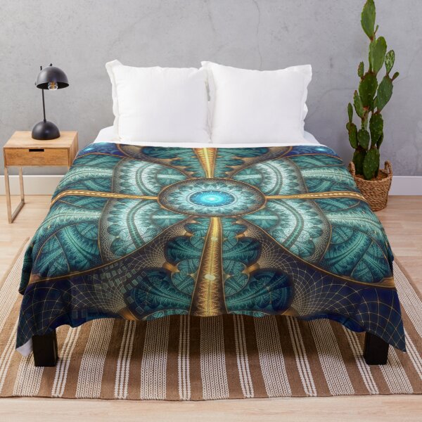 Item preview, Biomechanical Fractal Mandala in Teal and Gold designed and sold by Frackxion.
