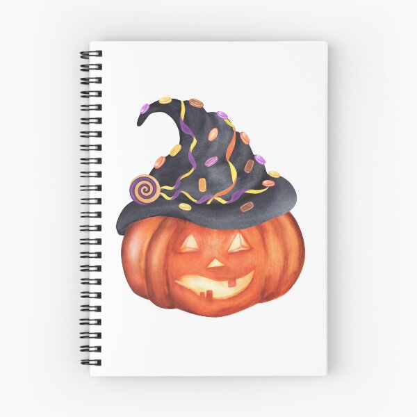 Item preview, Watercolor Halloween Jack-o-Lantern with Candy-Decorated Witch Hat designed and sold by ElenaValeto.