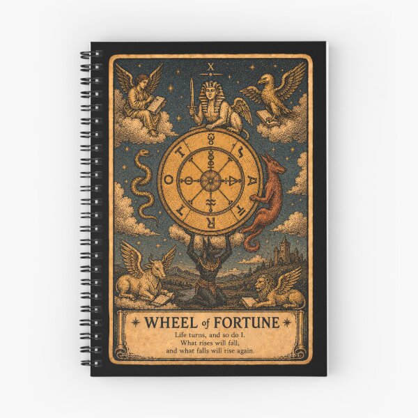 Item preview, Wheel of Fortune Tarot Card - Vintage Mystical Divination Art designed and sold by ArcanaAbsolute.