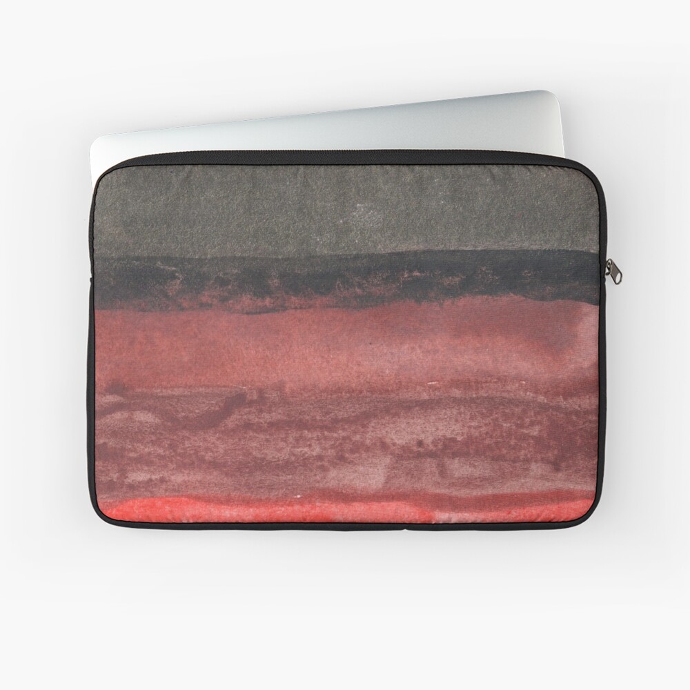 Horizontal Red and Black striped watercolor painting Laptop Sleeve