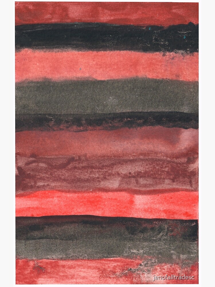Horizontal Red and Black striped watercolor painting by jenofalltradesc