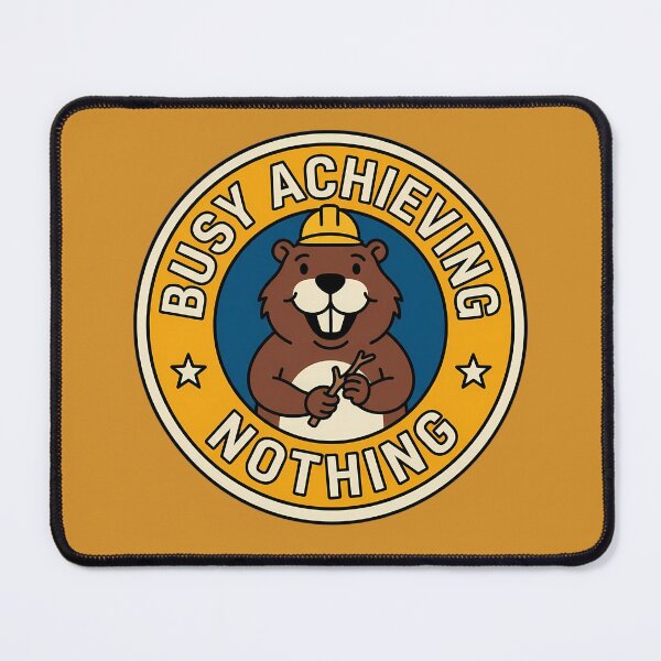 Item preview, Busy Achieving Nothing Sarcastic Beaver Retro Badge designed and sold by DripCultureLab.