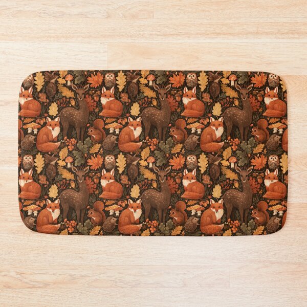 Item preview, Autumn Forest Animals Woodland Pattern designed and sold by NicolasGlowArt.