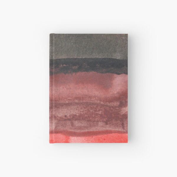 Horizontal Red and Black striped watercolor painting Hardcover Journal