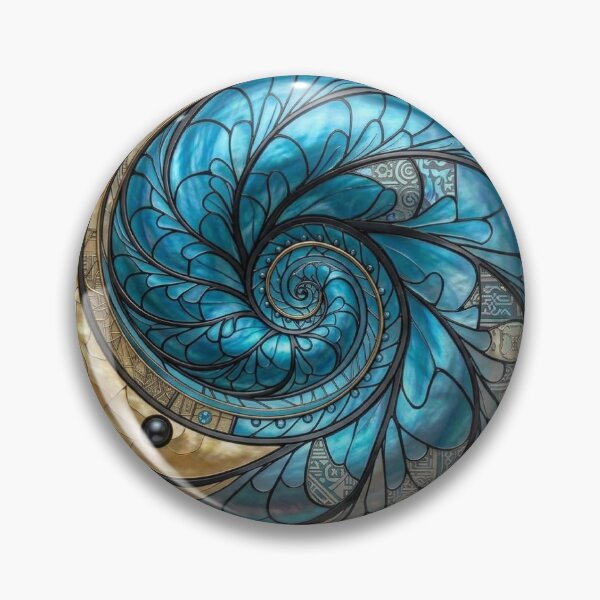 Item preview, Turquoise Maori Koru Spiral Gold Stained Glass and Gems designed and sold by GrinGalore.