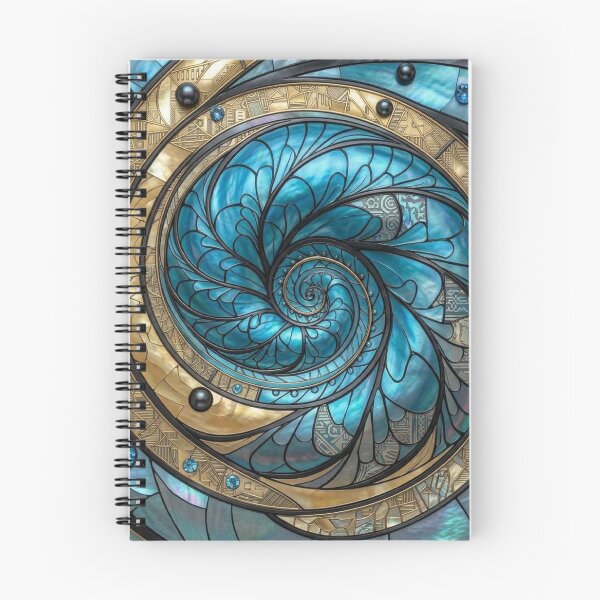Item preview, Turquoise Maori Koru Spiral Gold Stained Glass and Gems designed and sold by GrinGalore.