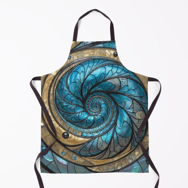 Item preview, Turquoise Maori Koru Spiral Gold Stained Glass and Gems designed and sold by GrinGalore.