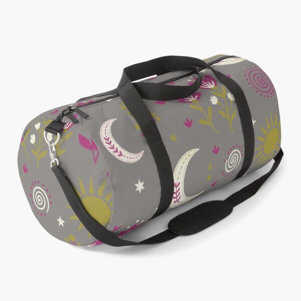 Item preview, Mystic Moons and Suns with Wildflowers in Gray and Fuchsia designed and sold by Pattique.