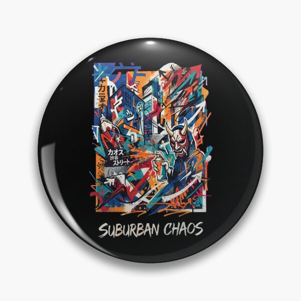 Item preview, Suburban Chaos Japanese Streetwear Oni Mask Graffiti Art designed and sold by Vibe-Vary.