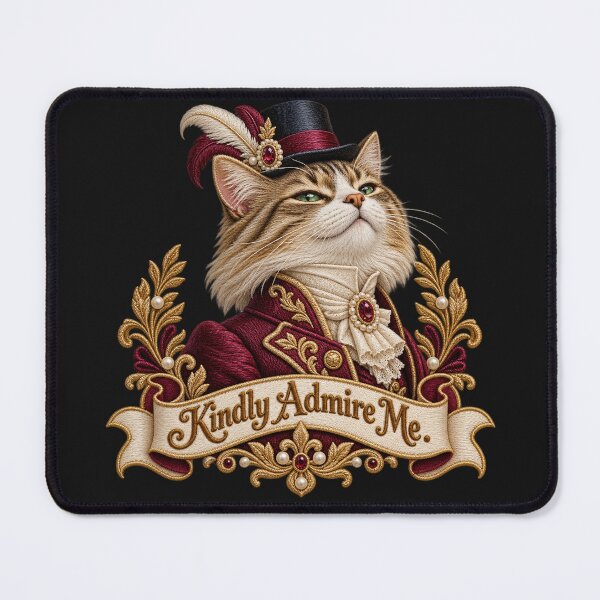 Item preview, Edwardian Cat Embroidery – Kindly Admire Me Aristocratic Victorian Feline designed and sold by Emoji Emblems.