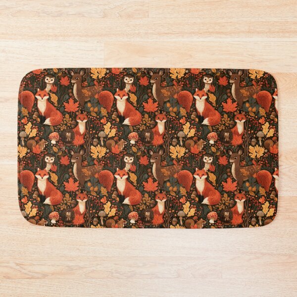 Item preview, Whimsical Autumn Forest Animals Fall Foliage Pattern designed and sold by NicolasGlowArt.