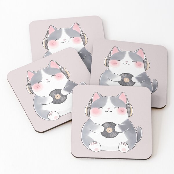 Item preview, Kawaii Music Cat With Headphones Vinyl Record designed and sold by NadinArtStudio.
