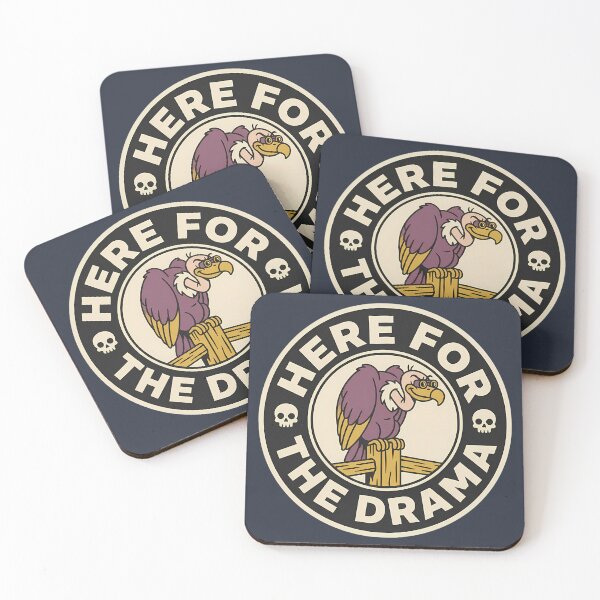 Item preview, Here For The Drama Funny Vulture Retro Badge designed and sold by DripCultureLab.
