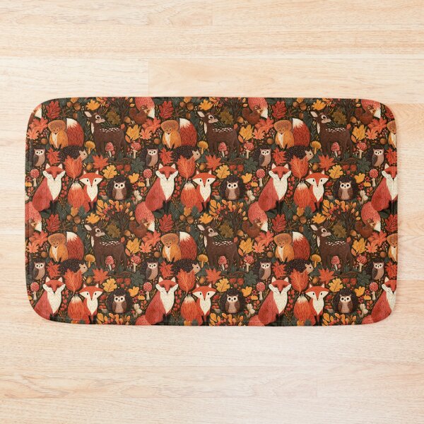 Item preview, Autumn Forest Animals Woodland Fall Leaves Pattern designed and sold by NicolasGlowArt.