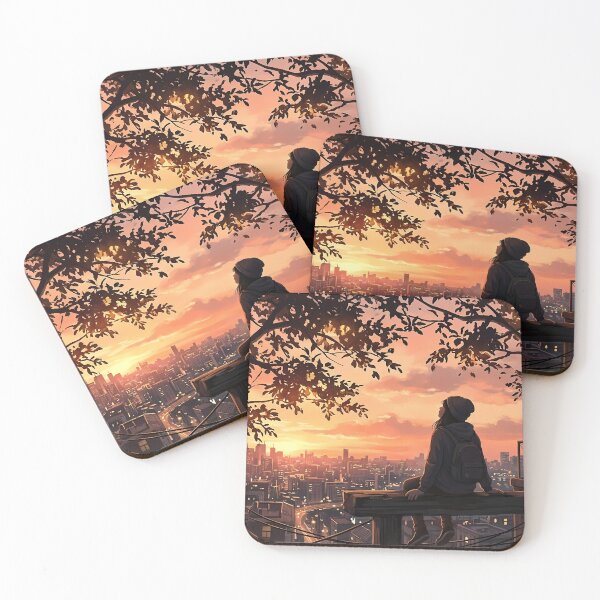 Item preview, Sunset Rooftop City Anime designed and sold by RkskArt.