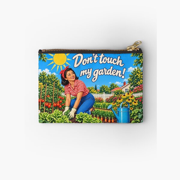 Item preview, Don’t Touch My Garden\! Retro Asian Woman Gardener designed and sold by American Fieldmark Studio.
