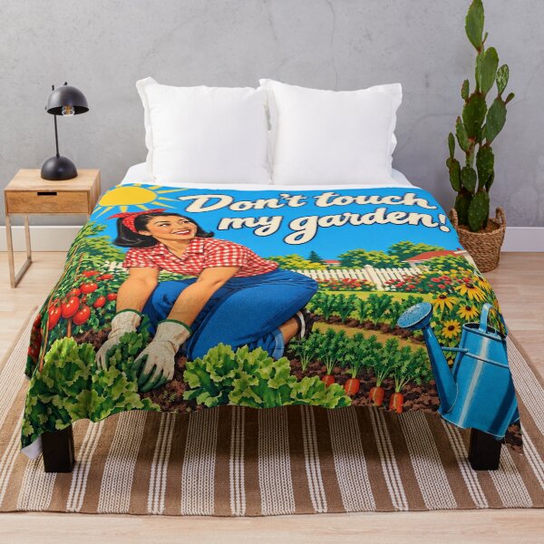 Item preview, Don’t Touch My Garden\! Retro Asian Woman Gardener designed and sold by American Fieldmark Studio.