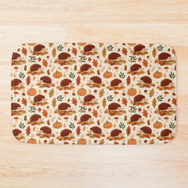 Item preview, Cute Hedgehog Autumn Leaves Pumpkin Pattern designed and sold by NicolasGlowArt.