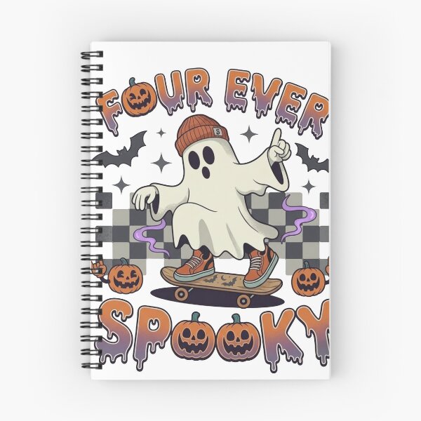 Item preview, Four Ever Spooky Skateboarding Ghost 4th Birthday Kids Halloween designed and sold by designwiss.