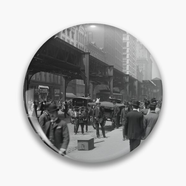 Item preview, The magnificent mile, Chicago, Illinois, landmark elevated subway loop Wabash Avenue, 1907 street view black and white vintage photograph designed and sold by Astrid Arkhangelsky.