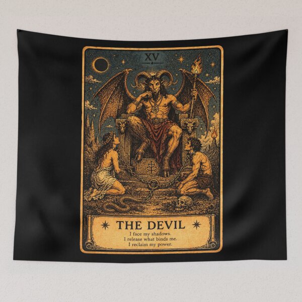 Item preview, The Devil Tarot Card - Shadow Work & Liberation Tarot Illustration designed and sold by ArcanaAbsolute.