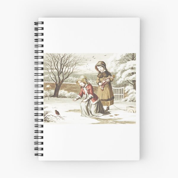 Item preview, Antique Girls Feeding Robin Winter Lithograph designed and sold by Antique Science Press.