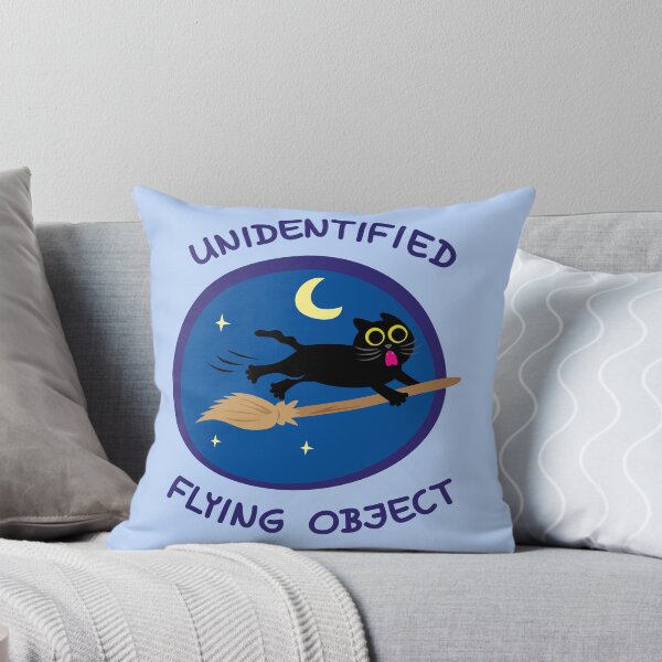 Item preview, Funny Halloween Design - Black Cat Flying on a Broom - Scared Black Cat designed and sold by fishdesigns.