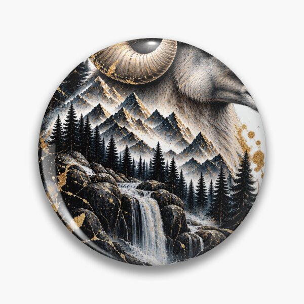 Item preview, Ram Above the Cascade | Bighorn Ram Waterfall Art designed and sold by Norvian.
